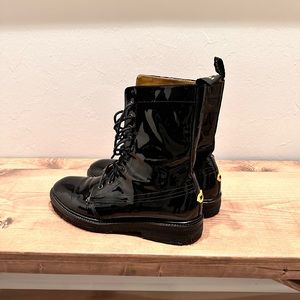Rhude Patent Leather Combat Boot - Black
